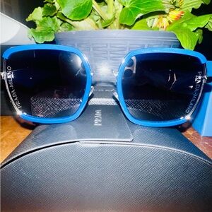 With box !!! Blue Square Sunglasses for Men